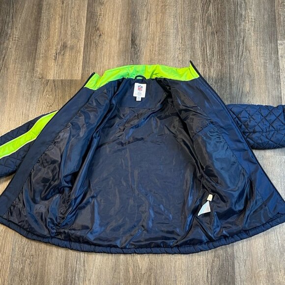 NFL Team Apparel Women's Seattle Seahawks Blue Long Sleeve Quilted Jacket Medium - Picture 10 of 12